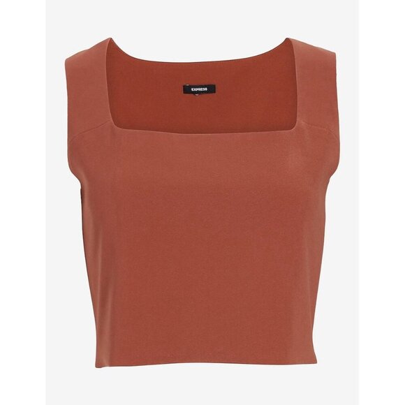 Express Women's Square Neck Cropped Tank Side Zipper Bullion Size XL - NWT $58 - Picture 6 of 16